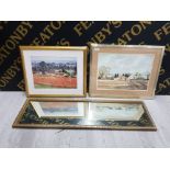 2 PICTURES INCLUDING WATERCOLOUR SIGNED R T BELL 33.5CM X 47CM, COLOUR PRINT OF A LANDSCAPE AND TALL