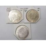 3 EGYPTIAN SILVER COINS DATED 1968 1 EGP, 1970 1 EGP X 2