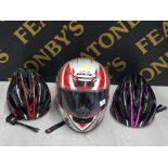 KBC HELMET AND 2 MUDDY FOX BIKE HELMETS