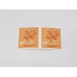 STAMPS GB 1976 ORANGE BROWN IMPERFORATE PAIR U/M SG X886A CAT £375