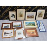 10 FRAMED PICTURES INCLUDING 2 OF SEAHOUSES BY ALLAN JACOBSON PLUS 1 FRAME ETC