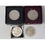 CROWN COINS 2X 1951 FESTIVAL OF BRITAIN EA IN ORIGINAL BOX 1953 CORONATION AND 1960