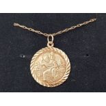 9CT GOLD ST.CHRISTOPHER PENDANT AND CHAIN, 1.7G