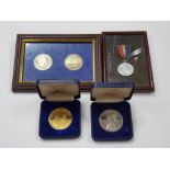 A COLLECTION OF VARIOUS MEDALLIONS IN ORIGINAL BOXES AND OLD FRAMES
