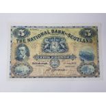 THE NATIONAL BANK OF SCOTLAND 1927 FIVE POUNDS BANKNOTE, PICK 253 PRESSED GOOD FINE CONDITION,