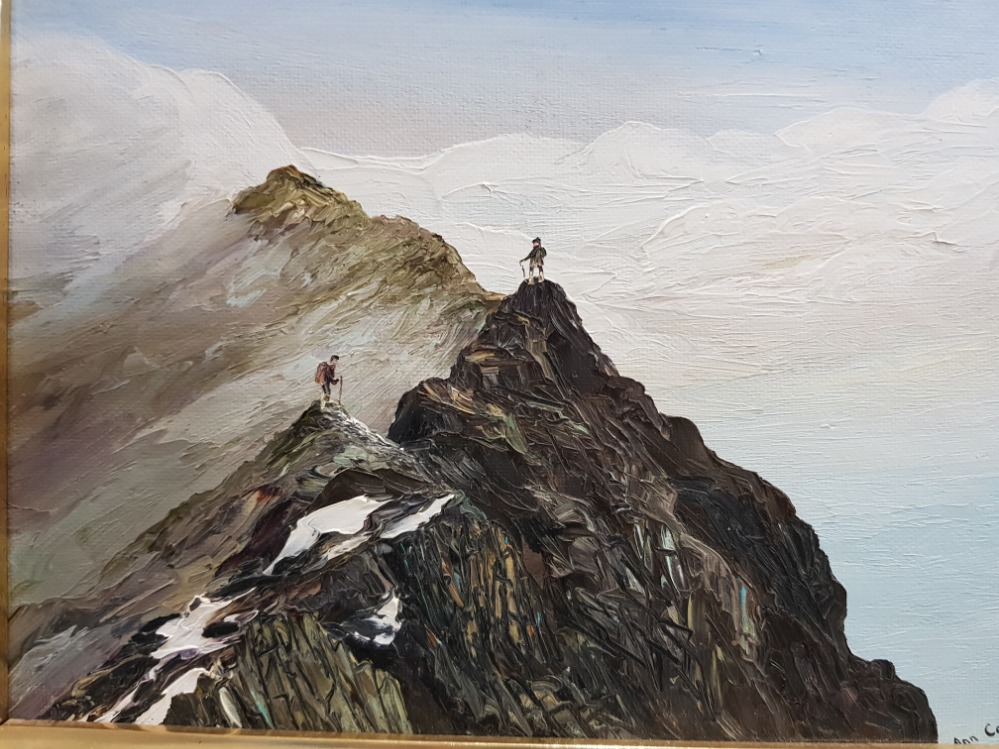 AN OIL ON BOARD BY ANN CELIA FREEMAN 'STRIDING EDGE HELVELLYN' SIGNED 19 X 24CM - Image 2 of 4