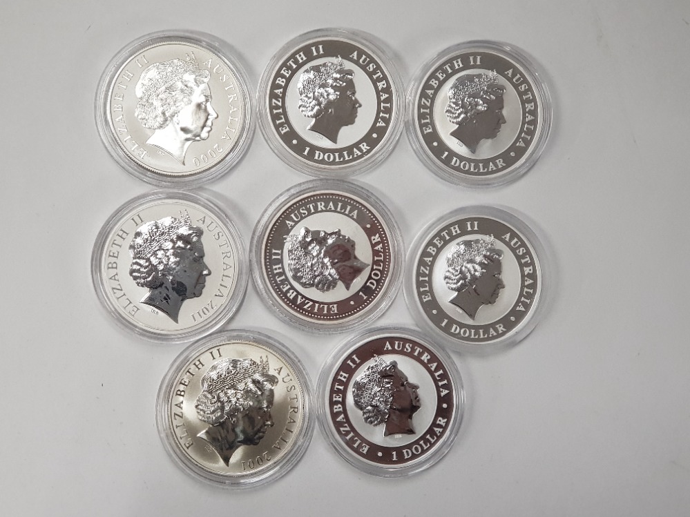 8 DIFFERENT SILVER ONE OUNCE COINS FROM AUSTRALIA, DATED BETWEEN 2000-2012 ALL PERFECT CONDITION - Image 2 of 3