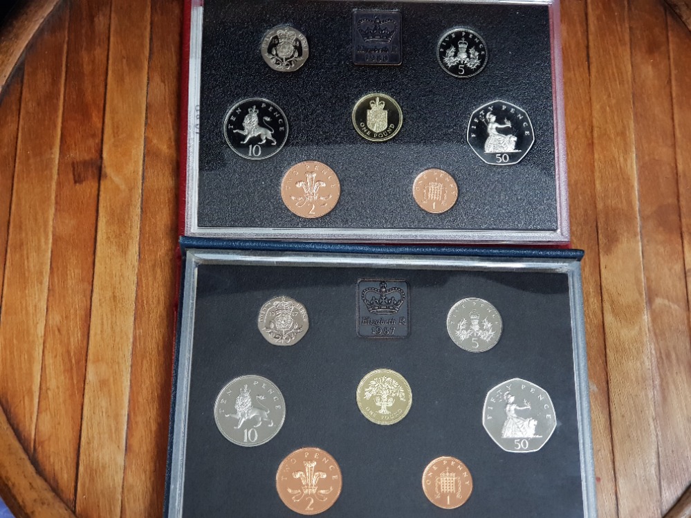 2 ROYAL MINT UK 1987 AND 1988 PROOF YEAR SETS COMPLETE IN ORIGINAL CASES WITH CERTIFICATES