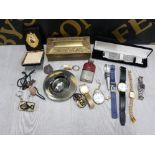 LADIES AND GENTS WRISTWATCHES BY SEKONDA TWO GUCCI STYLE ONES AN ARDATH CIGARETTE BOX JAPANESE METAL