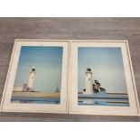 A PAIR OF COLOUR PRINTS DEPICTING LIGHTHOUSES 54 X 41CM