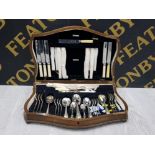 DARK OAK CANTEEN OF CUTLERY SET BY ARTHUR PRICE AND CO