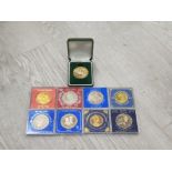 9 MIXED B UNCIRCULATED MEDALLIONS ALL IN GOOD CONDITION