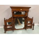 AN EARLY 20TH CENTURY OAK SIDEBOARD MIRRORED BACK 146 X 117 X 18.5CM