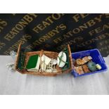 EAST GERMAN POTTERY FIGURE OF A COUPLE, THE BREXTON COLLECTION PICNIC BASKET SET, COTTAGE WARE AND