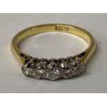 18CT YELLOW GOLD FIVE STONE DIAMOND RING COMPRISING OF FIVE ROUND CUT DIAMONDS SET IN A CLAW SETTING