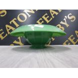 DAVIDSONS ART DECO JADE GREEN GLASS LARGE CENTRE BOWL WITH MATCHING FROG AND ON BLACK GLASS BASE