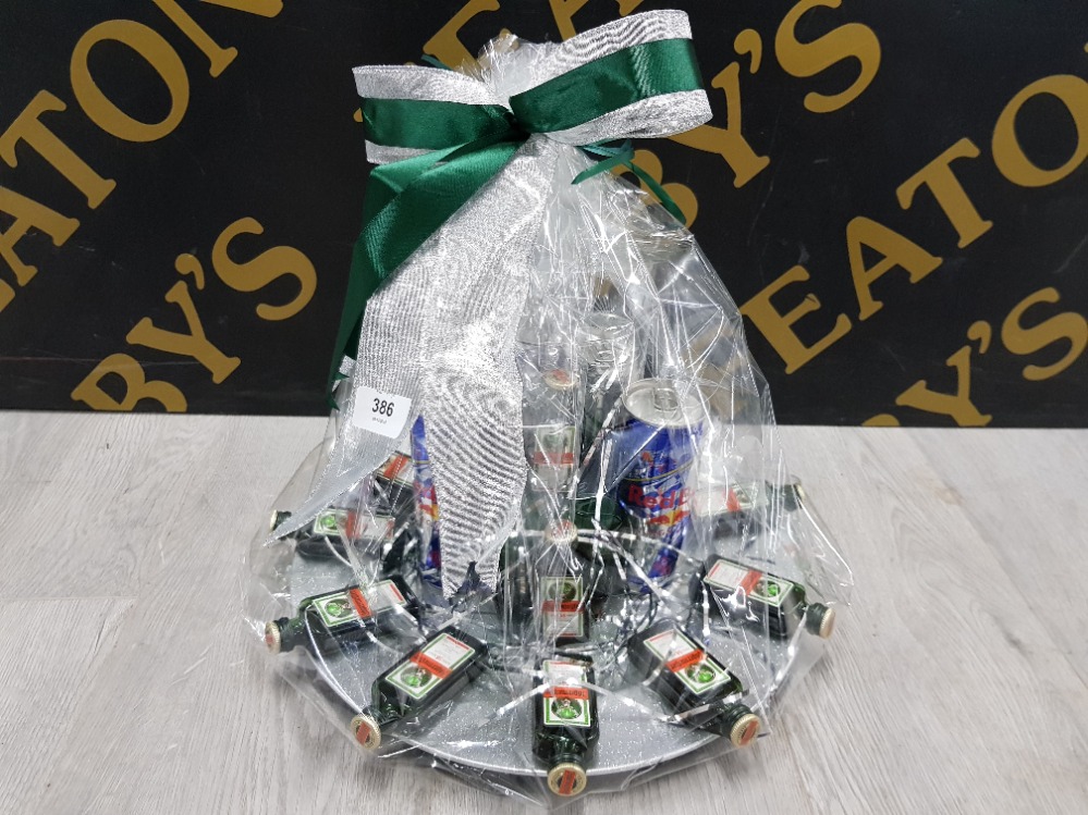 JAGERMEIFTER WRAPPED ALCOHOL GIFT SET WITH MINI BOTTLES JAGER AND RED BULL