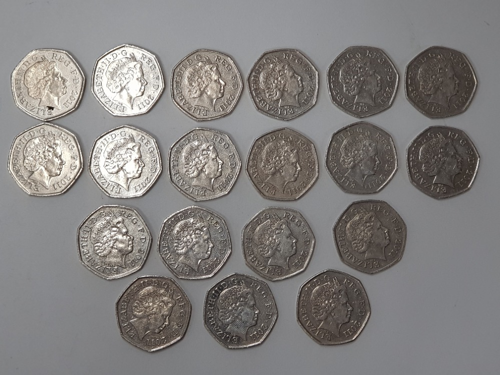 19 DIFFERENT UK 2012 OLYMPIC 50P COINS, IN NICE CONDITION - Bild 2 aus 2