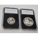 2 SILVER GEORGE AND THE DRAGON COIN SET INCLUDING UK 2013 20 POUND AND A CANADA 2014 5 DOLLAR