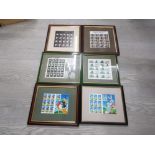 6 FRAMED STAMP COLLECTIONS TO INCLUDE BUGS BUNNY DAFFY DUCK LEGENDS OF HOLLYWOOD ETC