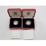 2 UK SILVER PROOF PIEDFORT £1 COINS DATING 2002 AND 2003