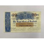 THE ROYAL BANK OF SCOTLAND 1941 20 POUNDS BANKNOTE, PICK 319B, GOOD FINE TO VF