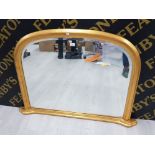 A MODERN GILT OVERMANTLE BEVELLED MIRROR 118 X 84CM