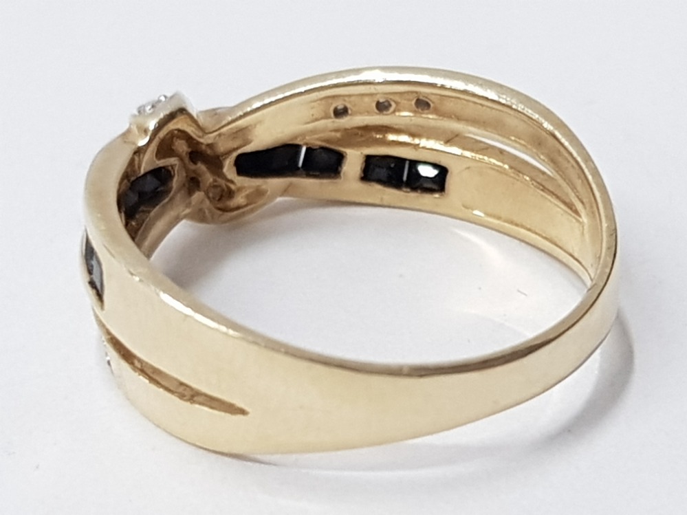 9CT YELLOW GOLD RING WITH DIAMONDS AND BLACK STONES, 2.9G SIZE N - Image 2 of 2