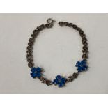 SILVER, MARCASITE AND TOPAZ BRACELET 7.9G