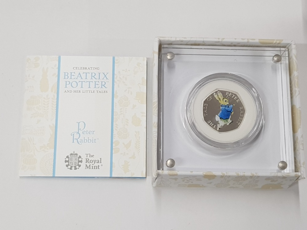 ROYAL MINT UK 2017 50P PETER RABBIT SILVER PROOF COIN IN CASE AND BOX OF ISSUE WITH CERTIFICATE - Bild 3 aus 5