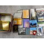 BOX CONTAINING MODERN AND REPRO POSTCARDS PLUS MISC BOOKS AND PLAYING CARDS ETC