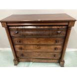 A VICTORIAN MAHOGANY SCOTCH CHEST OF SEVEN DRAWERS 132 X 124 X 57CM