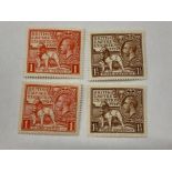 GREAT BRITAIN STAMPS INCLUDES 1924 AND 1925 WEMBLEY STAMP SETS, 4 IN TOTAL, U/M SG 430/4