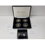 GOLD SET OF 4X 9 CARAT COINS FROM TRISTAN DA CUNHA, EACH WEIGHING 1 GRAMME, SUPPLIED BY JUBILEE MINT