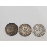 3 SILVER KING GEORGE IV DATING FROM 1825 1826 AND 1829