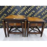 A PAIR OF LAMP TABLES TOGETHER WITH AN OCCASIONAL TABLE LARGEST 57CM SQUARE