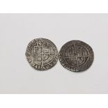 2 ELIZABETH I 3D COINS WITH ROSE WITH DATES SUCH AS 1569 AND 1581 LATIN GROSS