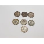 COLLECTION OF 6 SILVER 6D COINS WITH DATES SUCH AS 2X 1902, 1909, 1910, 1920 AND 1921