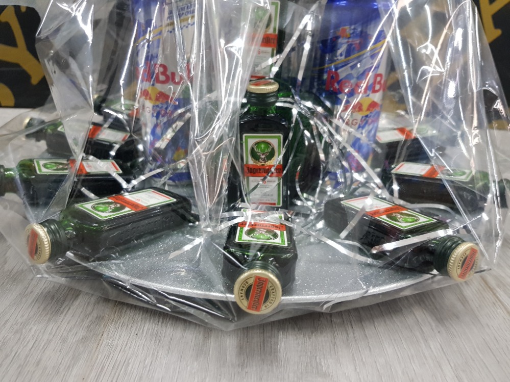 JAGERMEIFTER WRAPPED ALCOHOL GIFT SET WITH MINI BOTTLES JAGER AND RED BULL - Image 3 of 3