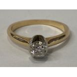 YELLOW GOLD SOLITAIRE DIAMOND RING, 2.8G SIZE L