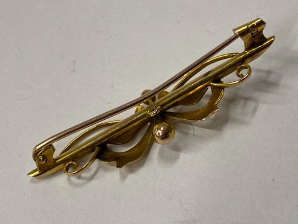 9CT YELLOW GOLD FANCY ORNATE BROOCH, 2G - Image 2 of 2