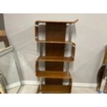 A RETRO DANISH BENTWOOD OPEN BOOKCASE 81 X 160 X 31CM