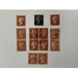 GREAT BRITAIN 1840 PENNY BLACK STAMP TOGETHER WITH A SELECTION OF PENNY REDS