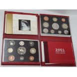 2 ROYAL MINT UK 2001 AND 2002 PROOF YEAR SETS COMPLETE IN ORIGINAL CASES WITH CERTIFICATES