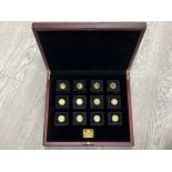 GOLD SET OF 12 X 9 CARAT COINS FROM TRISTAN DA CUNHA, EACH WEIGHING 1G, SUPPLIED BY THE LONDON