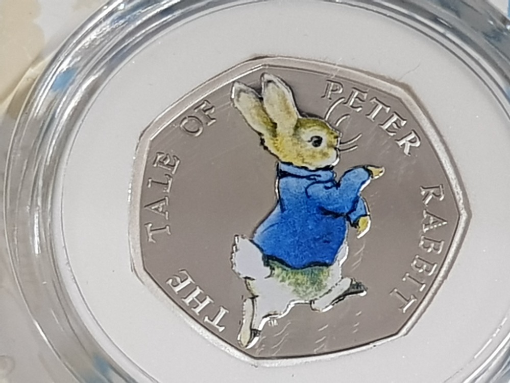 ROYAL MINT UK 2017 50P PETER RABBIT SILVER PROOF COIN IN CASE AND BOX OF ISSUE WITH CERTIFICATE