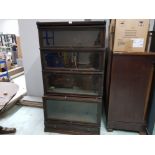 GLOBE WERNICKE EARLY 20TH CENTURY OAK BOOKCASE WITH SLIDE OUT GLAZED DOORS 86 X 162 X 35CM