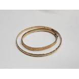 TWO VINTAGE 1/5 9CARAT GOLD BANGLES BY LAWSON WARD AND GAMMAGE 1 CUFF STYLE ENGRAVED THROUGH HALF