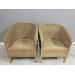 A PAIR OF WICKER ARMCHAIRS