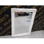 A WHITE PAINTED SWEPT WALL MIRROR 90 X 65 CM